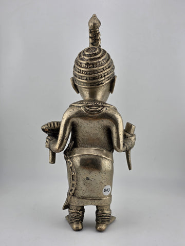 Rare Set Of 3 Monumental 19th C African Benin Oba Warrior Bronze Sculptures