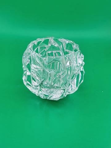 Tiffany & Co Candle Holder Rock Hand Cut Crystal Pattern Votive Tea Light 3"H