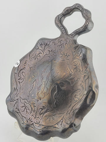 Rare Antique 1904 Art Nouveau Sterling Silver Heavy Hand Mirror German Repousse.