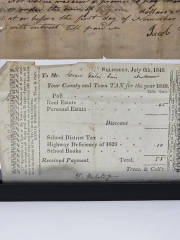 Rare Collection Early 1800s Tax Receipts 1814 1818 1840 Salisbury MA Framed Docs