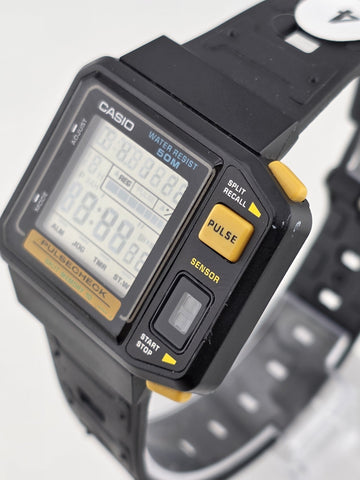 Ultra Rare Vtg Casio JP-100W Pulse Check digital watch 1987 First Pulse Watch