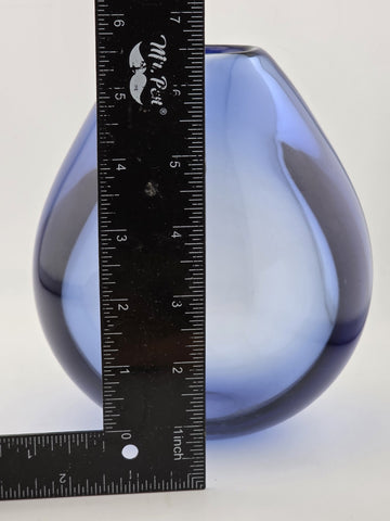 Vtg Handblown Blue Glass Drop Vase by Per Lütken for Holmegaard, 1960s. Signed.