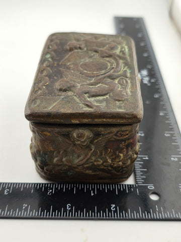 Antique Victorian Cherub Dresser Box – Composition Plaster Faux Bronze c1900