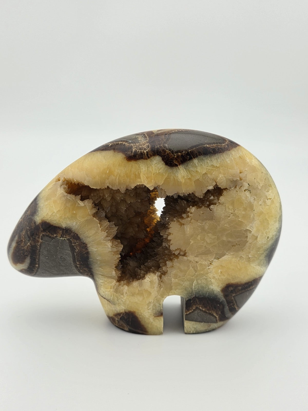 Septarian Nodule Bear Large Figurine Hand Carved Dragon Stone Crystal Sculpture