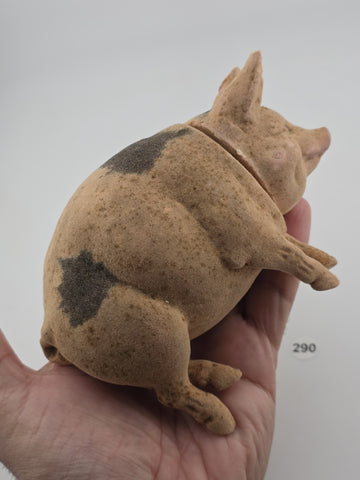 Antique C1890 Pink German Paper Mache Folk Art Composition Pig Candy Container