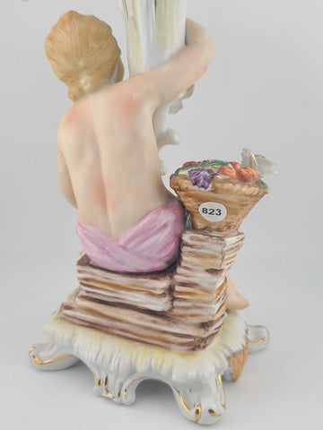 Early 20th C Italian OM Porcelain Cherub Figural 3-Light Candelabra Rococo Style