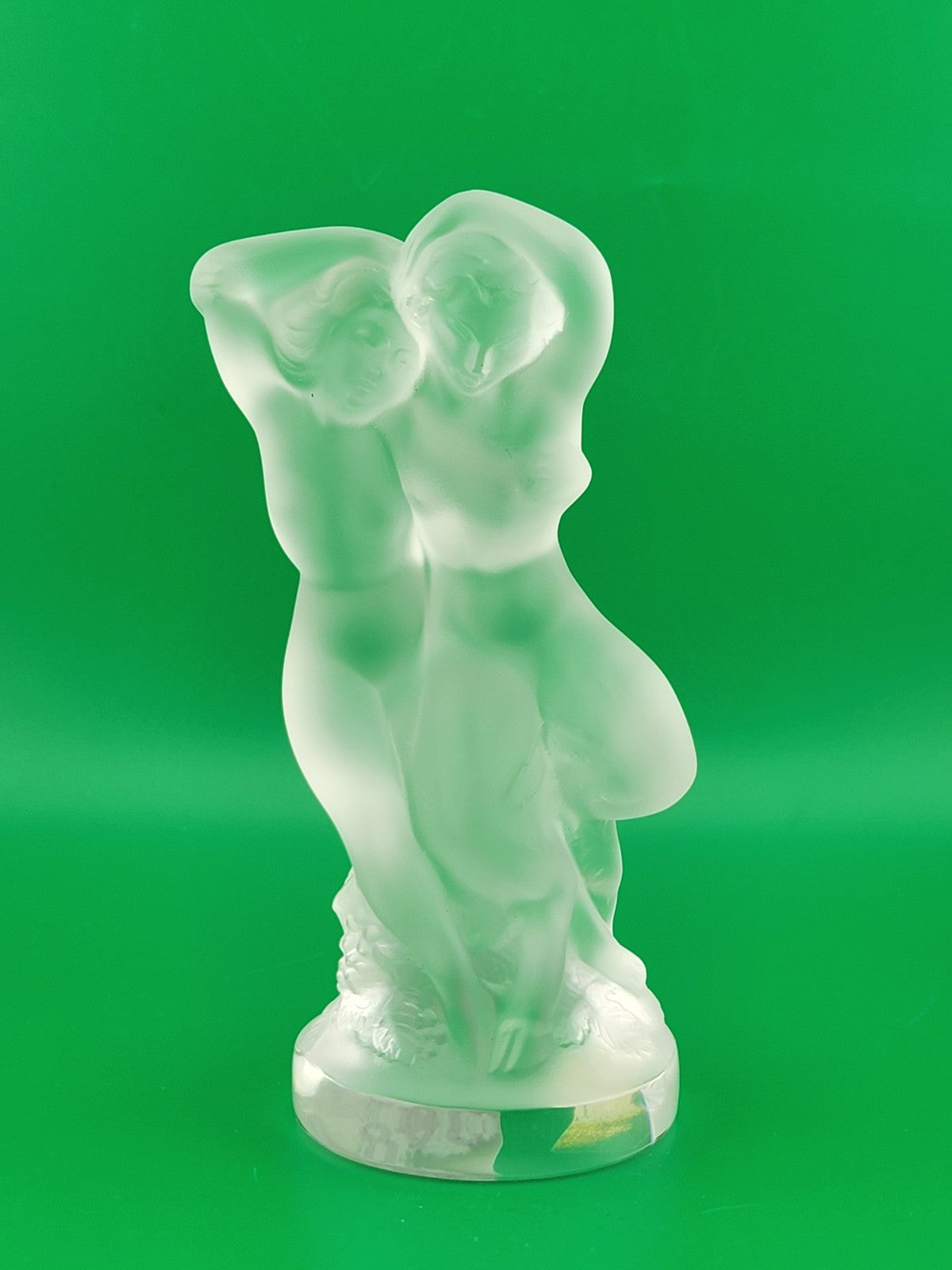 Rare LALIQUE Crystal "Le Faune" Figurine Dancing Nude Lovers Pan (Faun) & Diana