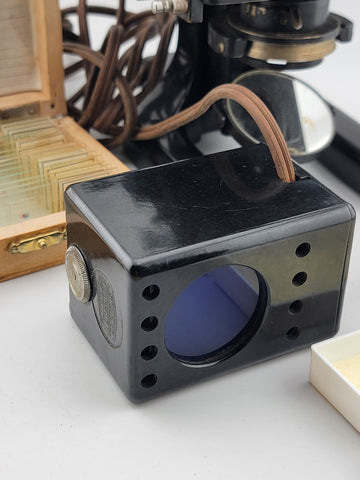 Large Vintage/Antique Spencer Buffalo USA Microscope W/Case & Multiple Parts