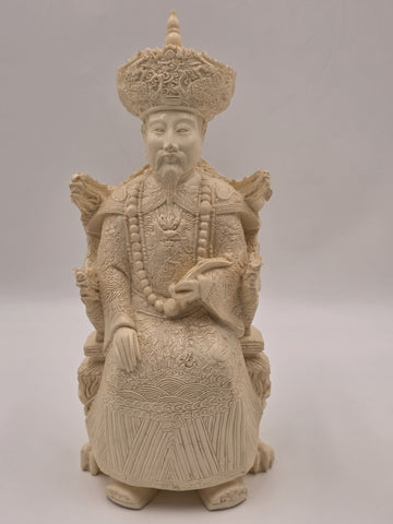 Vintage Chinese Hand-Carved Resin Emperor and Empress Figurine 12” Inch Statue