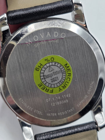 Movado Museum Classic 40mm Swiss Quartz Black Dial Sapphire Crystal Watch. Works
