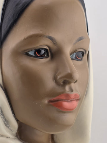 Vintage Marwal Ceramic/Chalkware Head Bust Middle Eastern Woman Headscarf