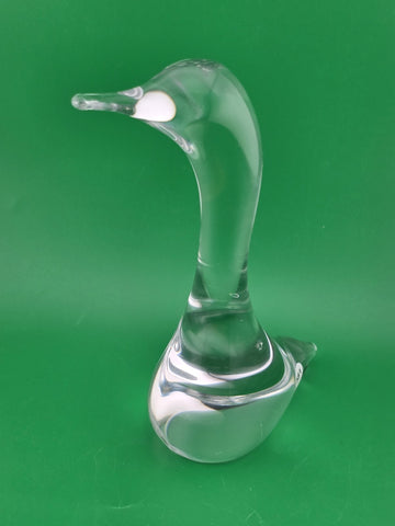 Vintage Mid Century Daum France Crystal Swan Duck Loon Bird Figurine Signed.