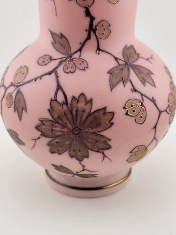 Rare Collectible PK Poschinger Krystallie Antique Burmese glass  Pink vase.