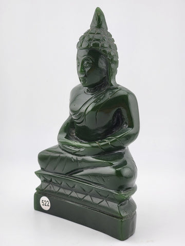 Rare Genuine Solid Canadian Nephrite Jade Thai Buddha Figurine - 6 Inch High.