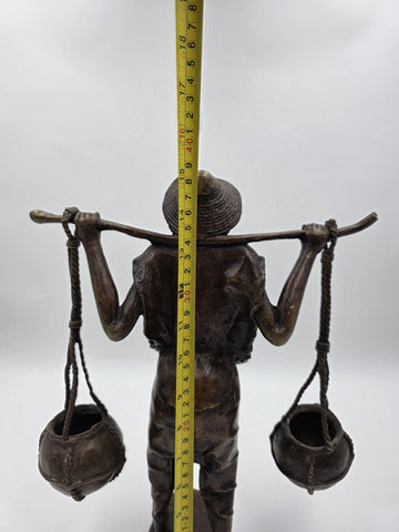 Original Antique C 1940 Burkina Faso Large Heavy Bronze Water Carrier W Africa