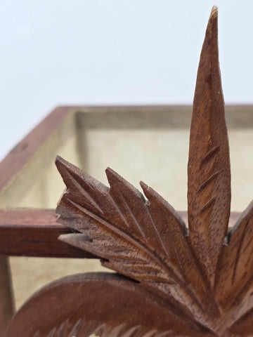 Vintage Mid Century Modern Carved Hawaiian Koa Wood Palm Tree Tiki Table Lamp