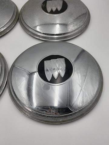 Vintage Buick Tri-Shield Dog Dish Poverty Hub Caps Set of 4 10" 1941-1960 OEM