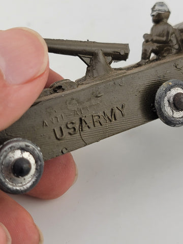 Antique Ralstoy 1930's US Army Truck with Spotlight and Artillery Gun Original