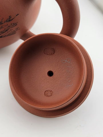 Vintage Large Chinese Gu Jingzhou Purple Clay Yixing Zisha Ceramic Teapot