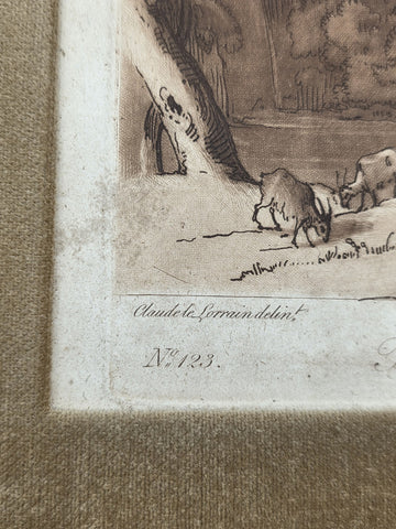 Rare Antique 18th C 1776 Engravings R. Earlom after Claude le Lorrain No. 123.
