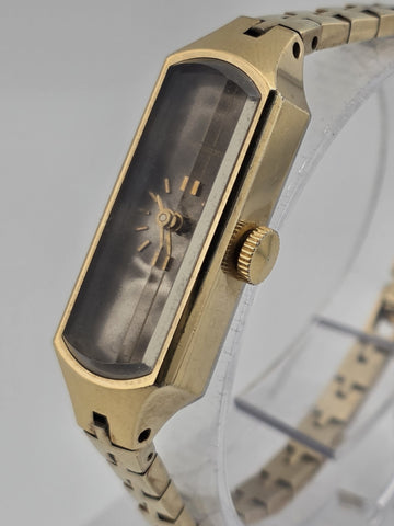 VINTAGE SEIKO 1520-366G 17 JEWELS SILVER GOLD PLATED BEVEL CRYSTAL WATCH WORKS