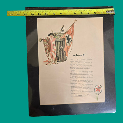 Vintage 1943 WWII Anti-Axis of Evil Propaganda Texaco Oil, Gasoline Ad - When?