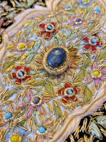 Vintage Oriental Golden 100% Silk Embroided Patchwork. Great Mother's Day Gift.