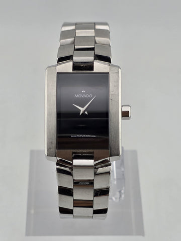 Movado 84.C1.415.A Swiss Quartz Stainless Steel Rectangular Museum Watch. 22mm.