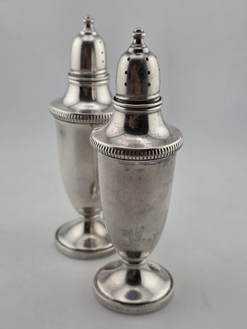 Antique Fisher Sterling Silver Weighted Bottom Salt & Pepper Shakers #1362.
