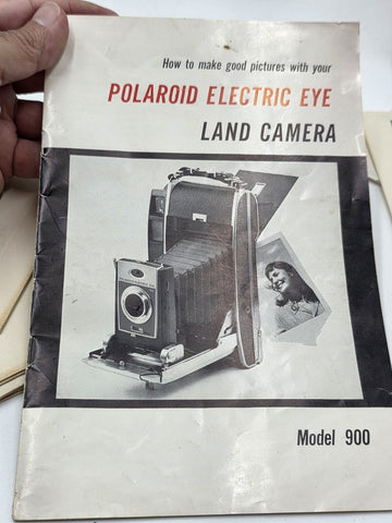 Vintage Polaroid Electric Eye Land Camera Model 900 w/ Original Leather Case Box