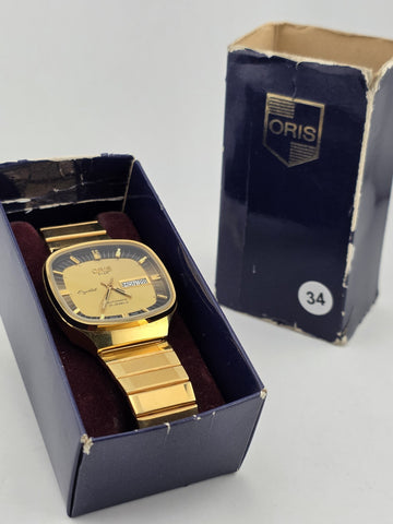 PRIVATE: VINTAGE Gold  ORIS AUTOMATIC SWISS VINTAGE STAR CRYSTAL 21 Jewels Day