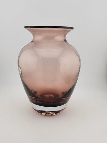 Vtg Blenko Glass Vase Purple Amethyst Hand Blown Glass Mid-Century Decor 7.5”