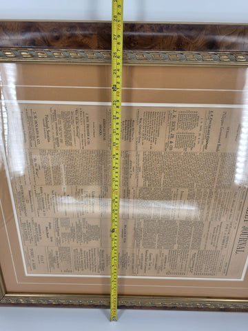 1929 Wall Street Journal Framed Newspaper Front Page Pre-Crash Financial Era