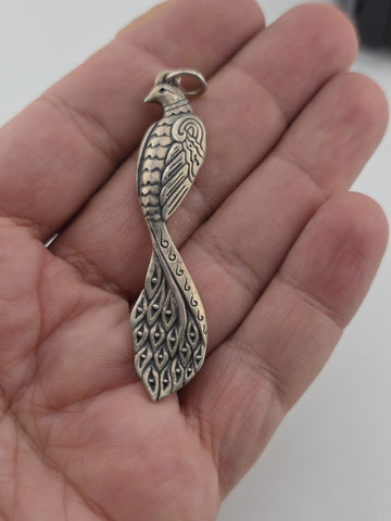 Rare Retired James Avery Sterling Silver Regal Peacock Pendant 2.5”. 11.9 Grams