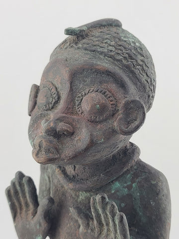 Vintage 1940's African Bronze Figure Rare Benin Style Tribal Bronze Sculpture 9”