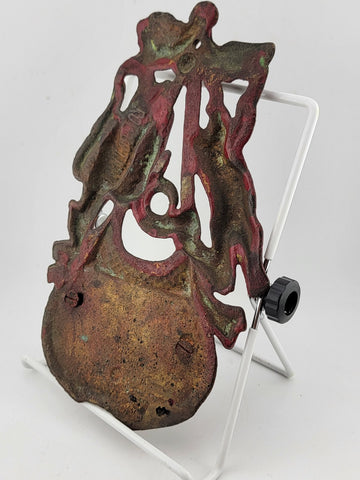 19 C original antique cast iron hunting game wall match safe wall pocket holder