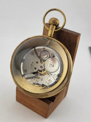 Rare One Of Kind Vintage 1960's Roskopf Swiss Made Ball 17 Jewel Clock. Working.