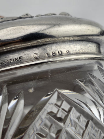 Antique Watson Sterling Silver Floral Lid Cut Crystal Vanity Jar C1900 Fine 925