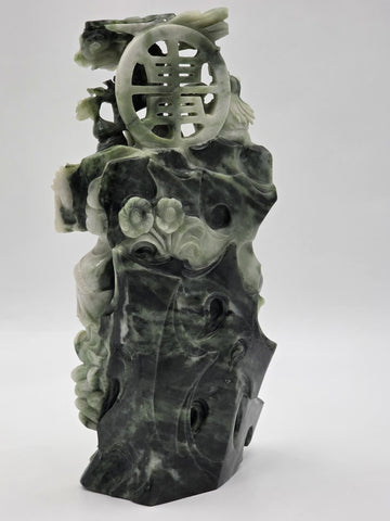 Chinese Hand Carved Natural Jadeite Jade Shou Xing Longevity Immortal Statue 12"
