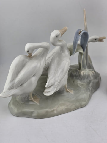 Set Of 2 Lladro #4549 & #4636 Geese & Mary & Baby Jesus  Porcelain Figurines.