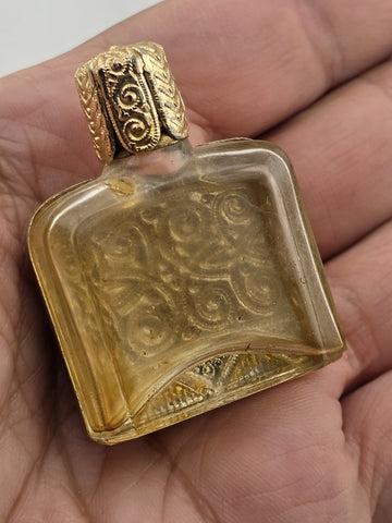 Rare Antique 1950's Mini Perfume Bottles Floral Needlepoint & Gold Tone MCM Lot