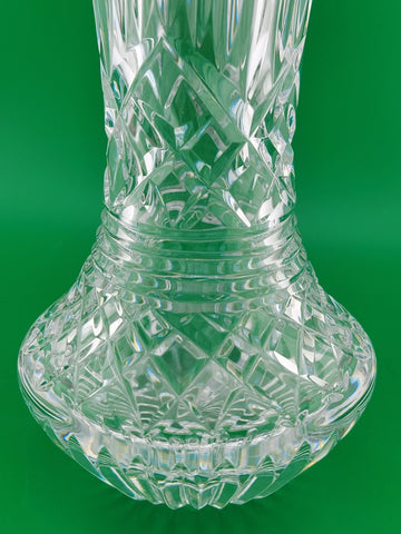 Vtg 1970's Waterford Crystal Giftware 10" Flower Vase Criss Cross Vertical Cut