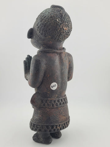 Vintage 1940's African Bronze Figure Rare Benin Style Tribal Bronze Sculpture 9”