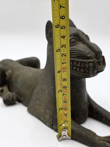 Vtg African Benin Bronze Leopard 15” Edo Kingdom Style Lost Wax Tribal Sculpture