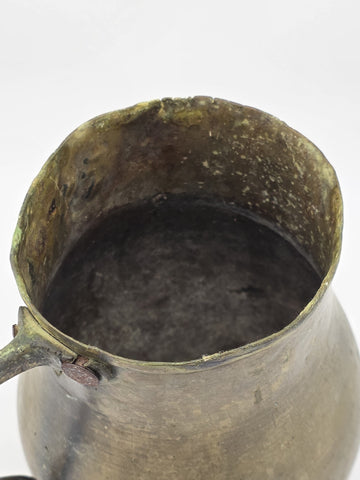 Rare Antique 18th C. Hand Hammered Spanish Colonial European Brass Water Pitcher