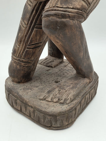Rare Antique XL 26 In Yoruba African Wood Pregnant Lady Tribal Sculpture Nigeria
