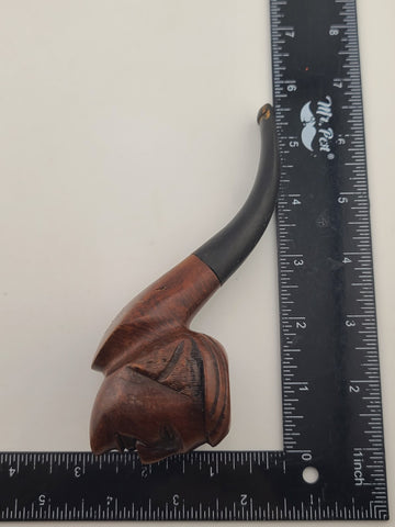 Vintage Italian Handmade Figural Carved Briar Tobacco Pipe Face Head Made Italy