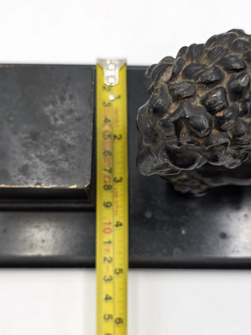 19th C Victorian Cast Iron Lion Double Inkwell Desk Set Antique Black Japanned.
