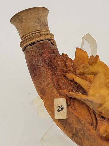 Antique 19th C Horse Theme German Meerschaum Cigarette Holder W Original Case.