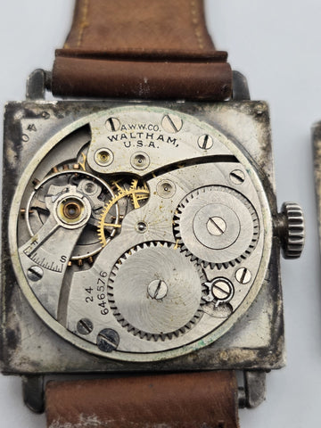 Antique 1930 Waltham 24 Jewel Sterling Silver Fahys Art Deco Wristwatch. Read.